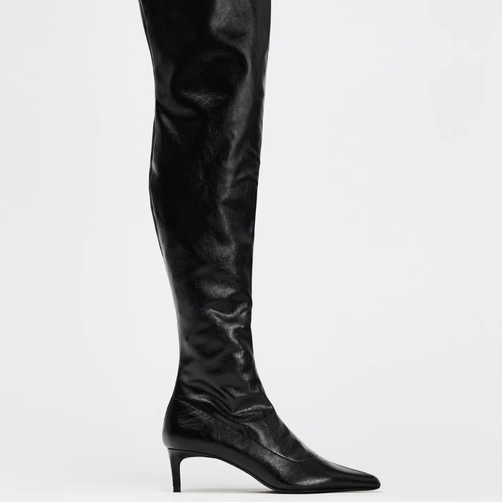 Zara kitten heel knee high boots